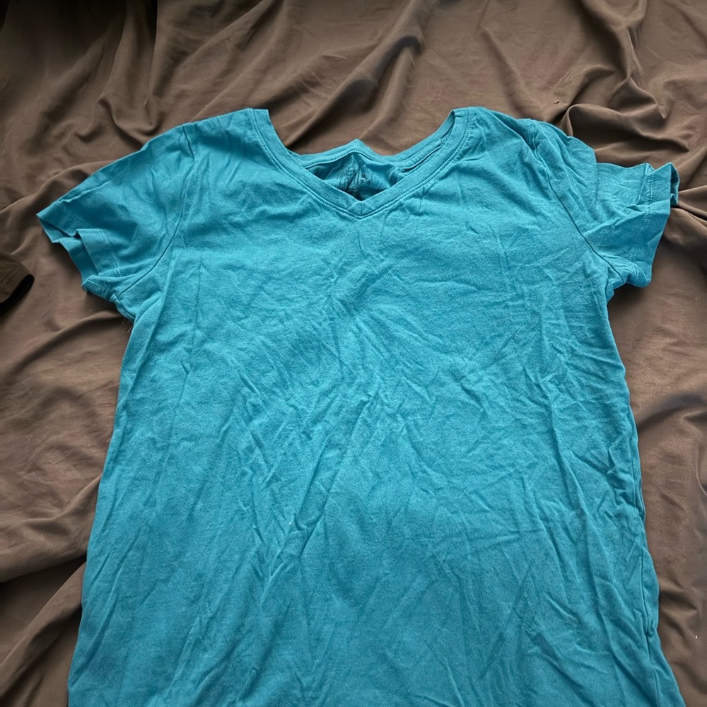 Women's Blue V-Neck Top